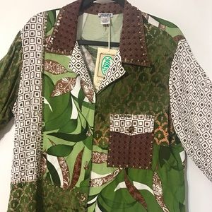 NWT Usindo Patchwork Embezzled Button Shirt L/S